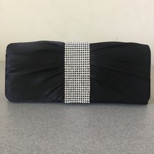 Le Chateau Black Clutch and Shoulder Bag Purse With Diamond Detail and Chain